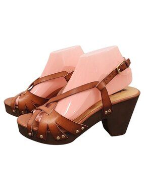 Women's Cato Comfort Clog Sandal Shoes Brown Size 9 Boho Style Strappy Heels